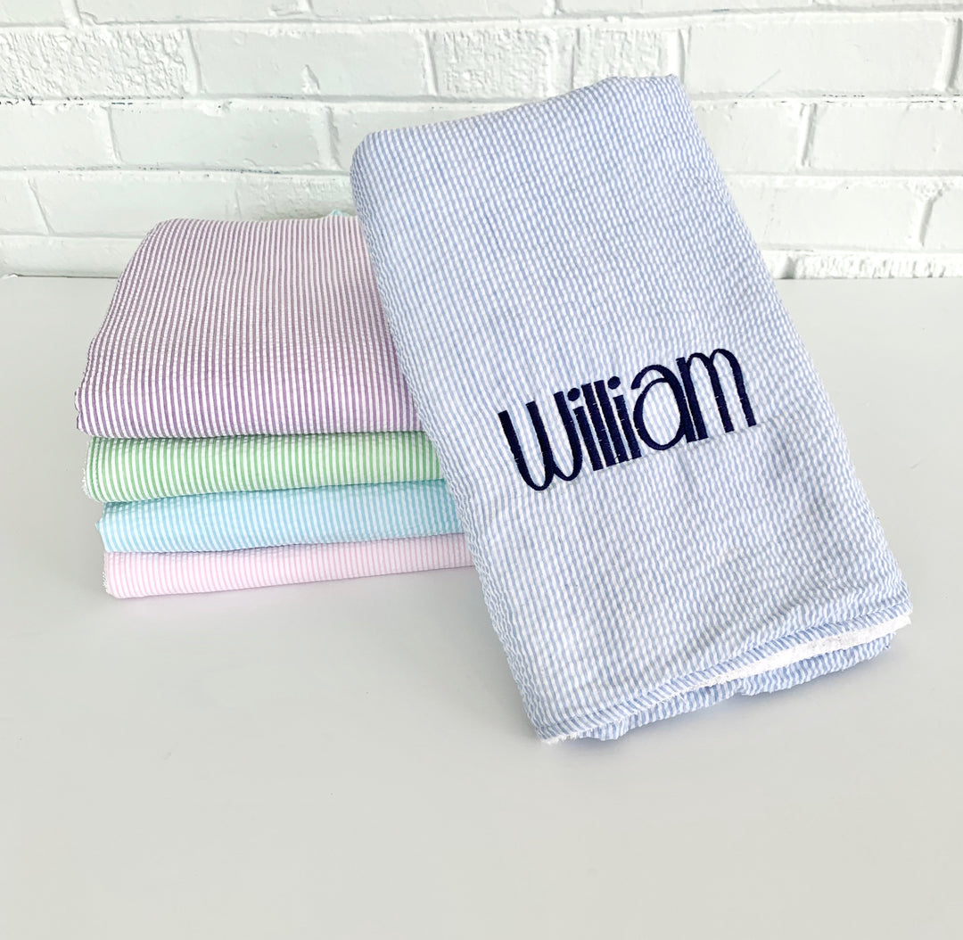 Seersucker Monogrammed Towel