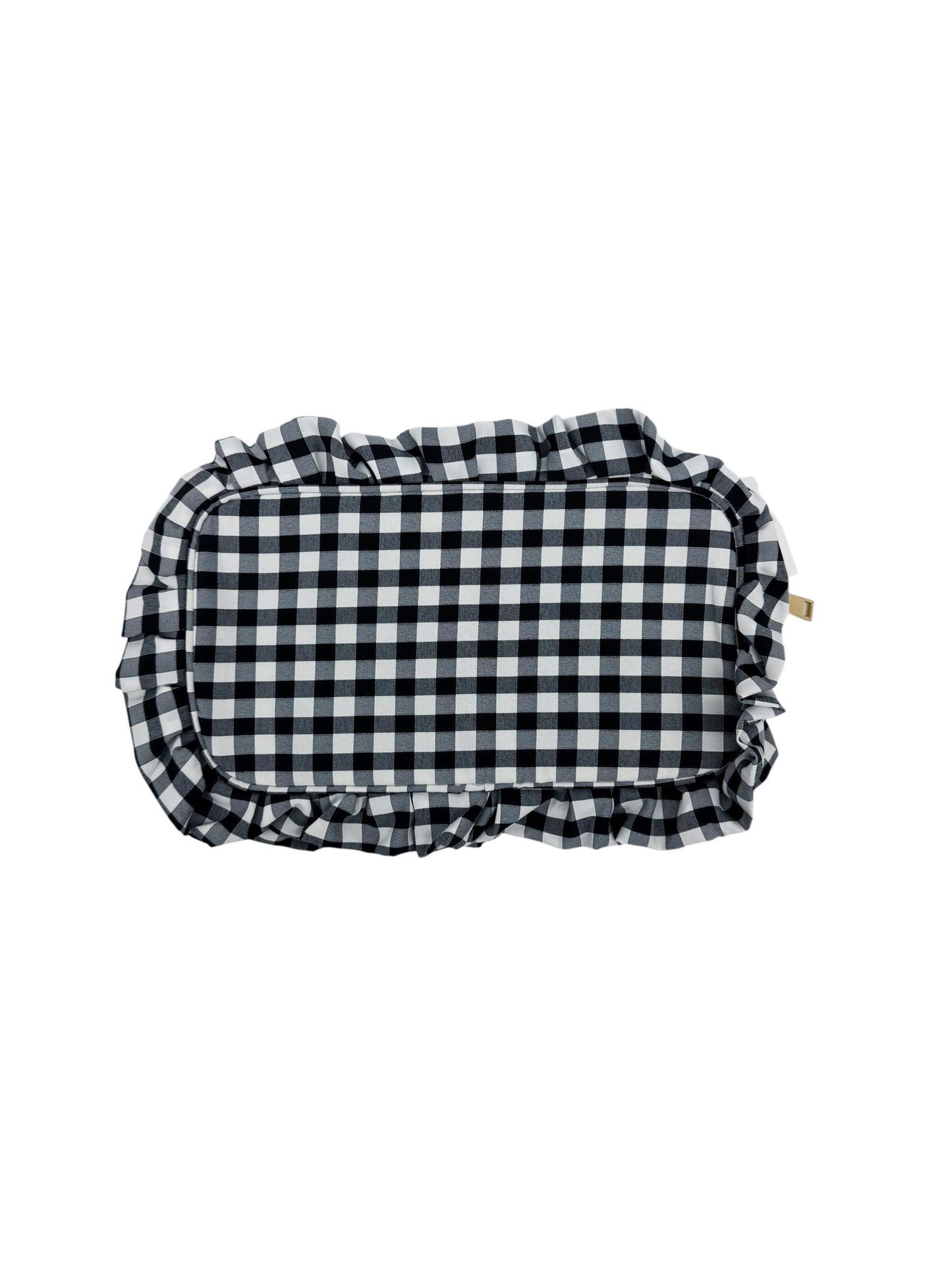 Gingham Ruffled Zipper Pouch with Monogram