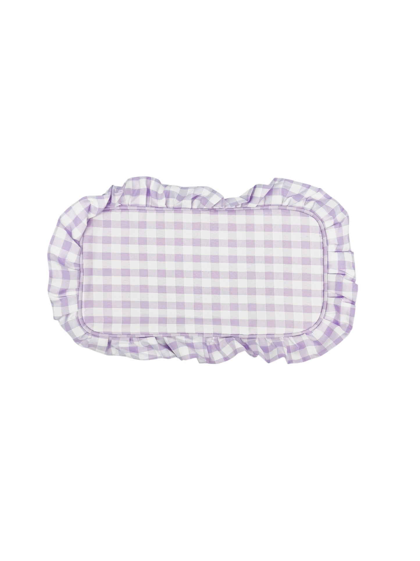 Gingham Ruffled Zipper Pouch with Monogram