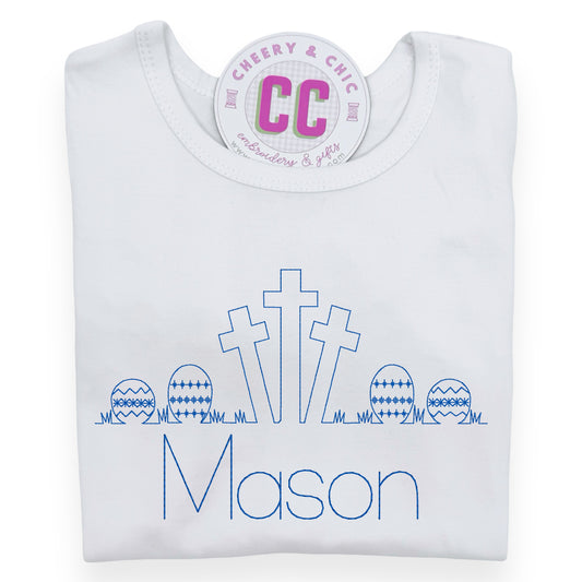 Easter Crosses and Easter Eggs Boys' Monogrammed Shirt