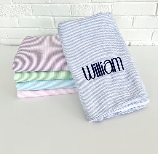 Seersucker Monogrammed Towel
